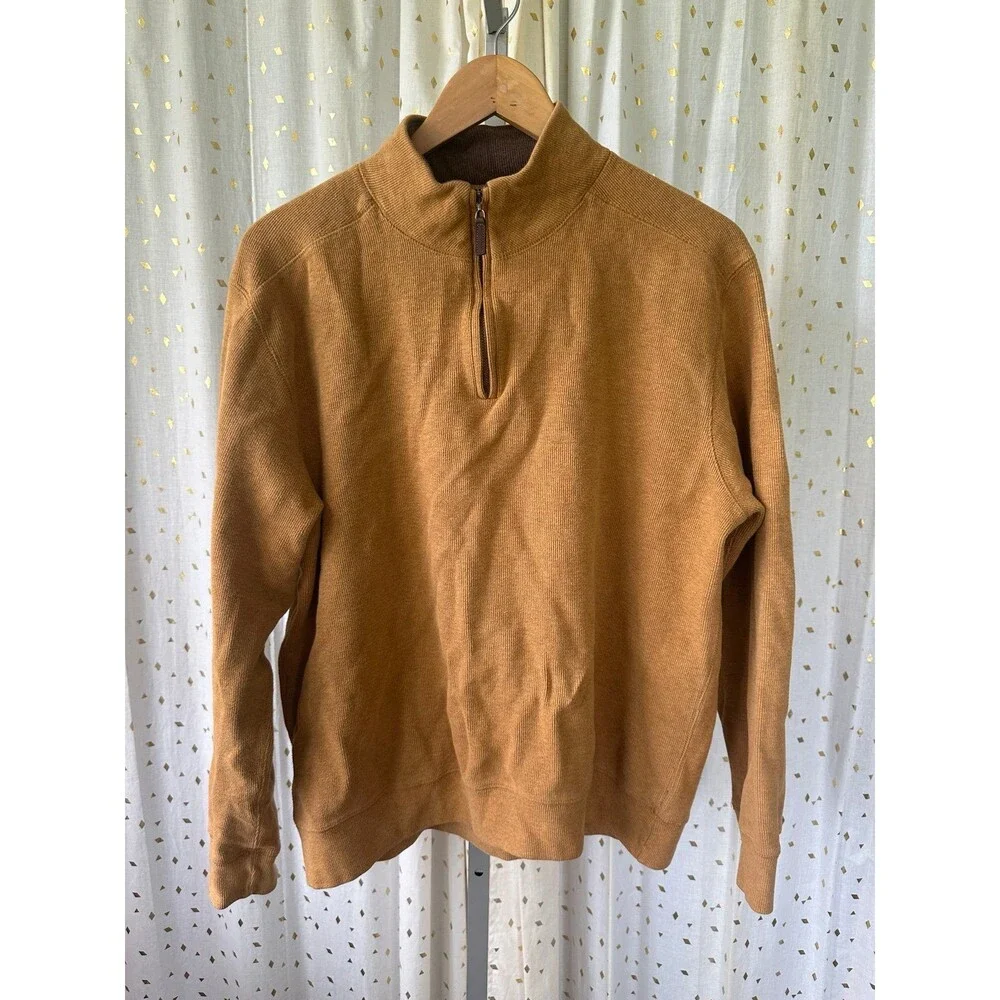 Tasso Elba Men's 100% Cotton Quarter Zip Mock Neck Pullover Knit Sweater XL